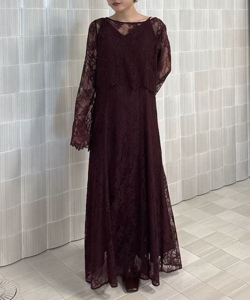 Ameri（アメリ） パーティードレス ドレス RASCHEL LACE LAYERED DRESS