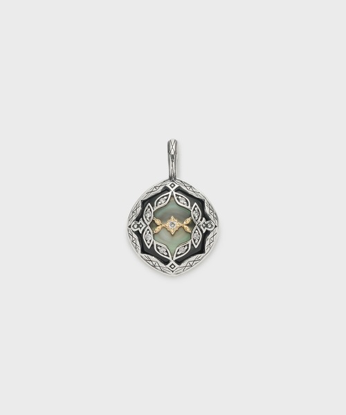 agete 10k チャーム　（割れあり） agete（アガット） チャーム シルバー／K10ブラックシェルネックレス