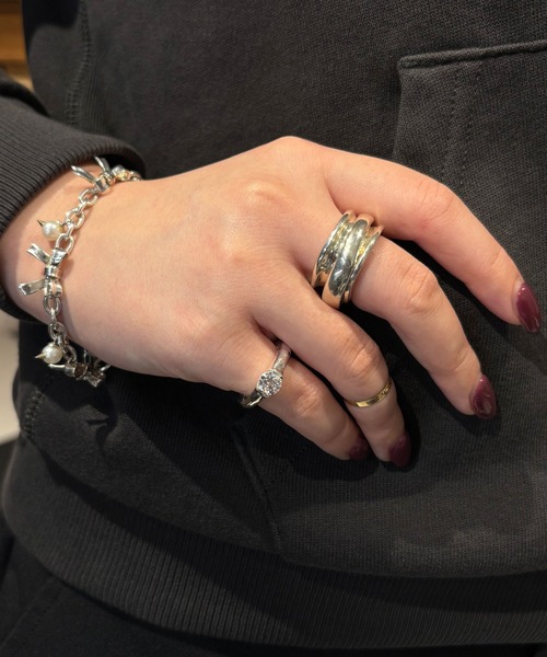 e.m.（イーエム） 指輪 リング SILVER5ジルコニアピンキーリング