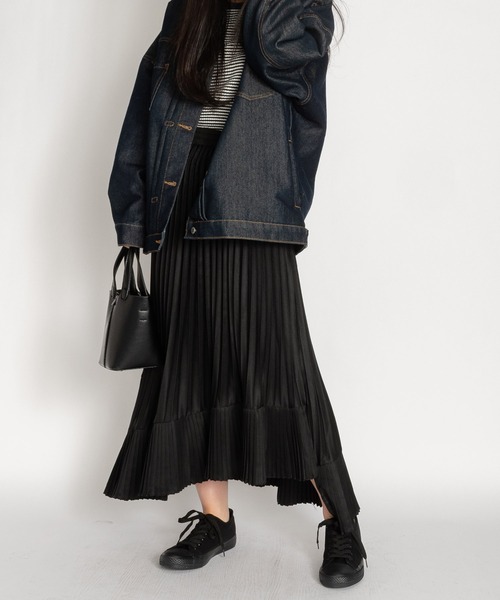 ♥️新品未使用♥️MICALLE アシンメトリーフレアスカート ブラック/カーキ SVEC（シュベック） スカート アシンメトリー フレア ロング