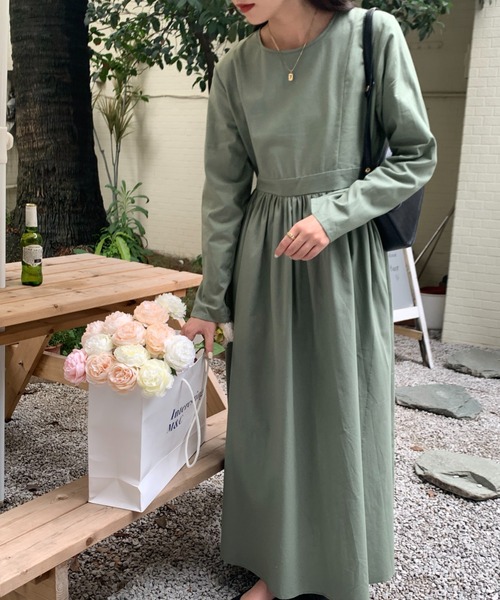 Diosfront ワンピース 2022AW マキシ丈ハイウエスト切替ギャザー