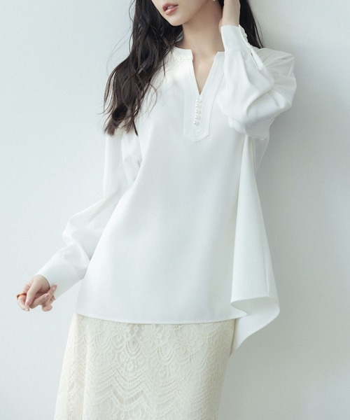 SAISON DE PAPILLON（セゾンドパピヨン） ブラウス シャツ パール付き