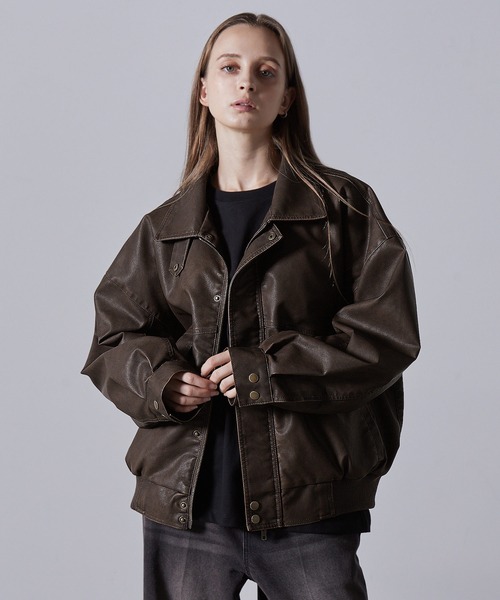 新品未使用 CLEL クレイル ヴィンテージデザイン合皮ブルゾン XS CLEL ブルゾン アウター 「CLEL」Vintage Design Blouson