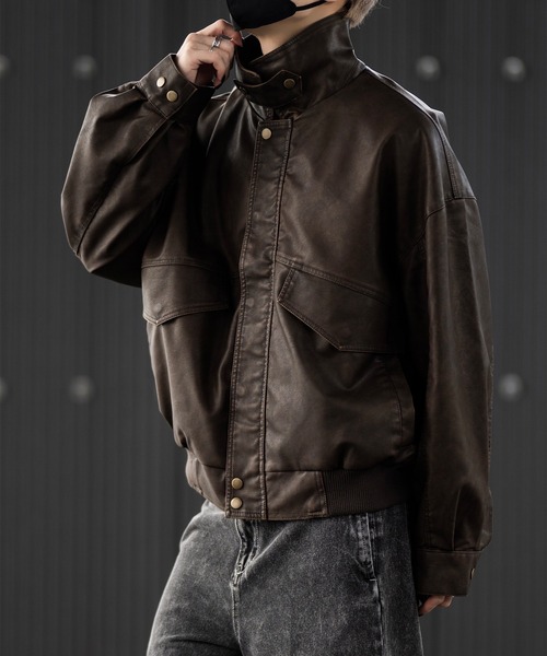 新品未使用　CLEL クレイル ヴィンテージデザイン合皮ブルゾン XS CLEL ブルゾン アウター 「CLEL」Vintage Design Blouson