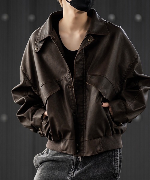 CLEL クレイル 合皮ブルゾン レザージャケット S ブラック CLEL ブルゾン アウター 「CLEL」Vintage Design Blouson