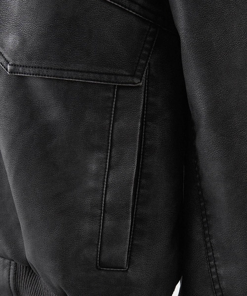 【完売商品】 短丈 美品 CLEL ヴィンテージ合皮ブルゾン ブラック XS CLEL（クレイル） ブルゾン アウター 「CLEL」Vintage Design Blouson