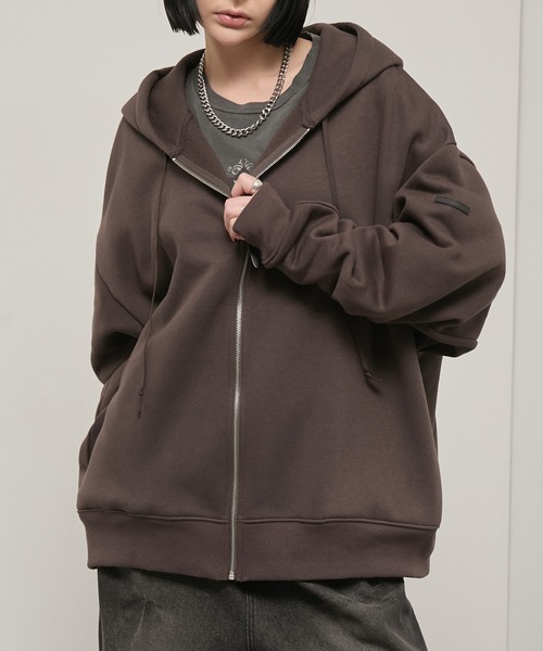 パーカー 裏起毛 「Alfred Alex」Rubber Logo Zip Hoodie/ラバーロゴ