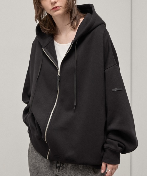 パーカー 裏起毛 「Alfred Alex」Rubber Logo Zip Hoodie/ラバーロゴ