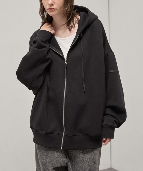 パーカー 裏起毛 「Alfred Alex」Rubber Logo Zip Hoodie/ラバーロゴ