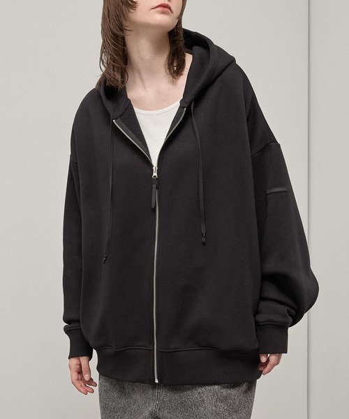 パーカー 裏起毛 「Alfred Alex」Rubber Logo Zip Hoodie/ラバーロゴ