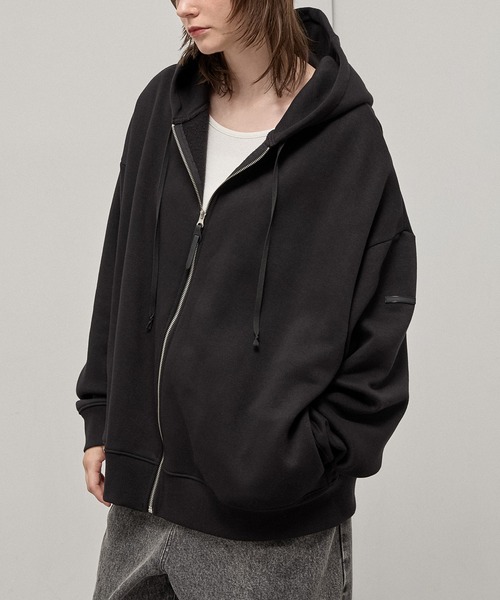 パーカー 裏起毛 「Alfred Alex」Rubber Logo Zip Hoodie/ラバーロゴ