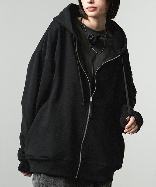 パーカー 裏起毛 「Alfred Alex」Rubber Logo Zip Hoodie/ラバーロゴ