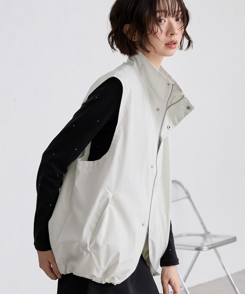 MONO-MART ベスト ジレ オーバートラック 比翼 ショートジップ