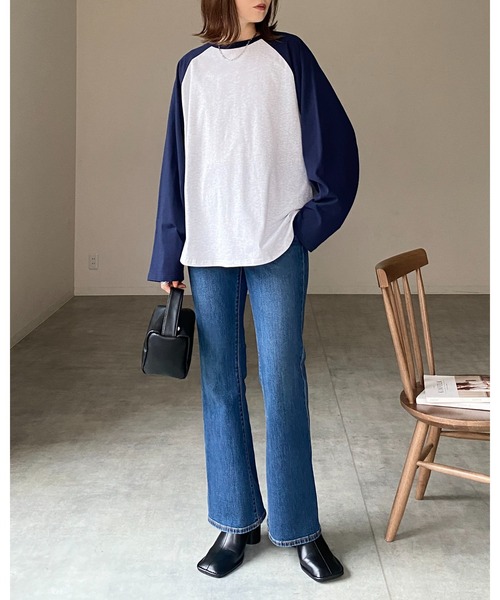 She's Closet tシャツ オーバーサイズ長袖無地ラグランスリーブ