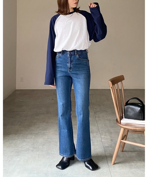 tシャツ ラグランオーバーサイズプルオーバー レディース LEPSIM tシャツ ラグラン異素材切り替えプルオーバー 290957