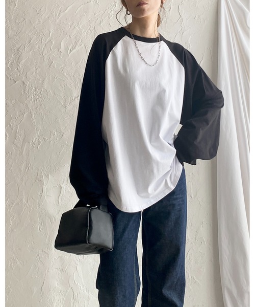 tシャツ ラグランオーバーサイズプルオーバー レディース LEPSIM tシャツ ラグラン異素材切り替えプルオーバー 290957