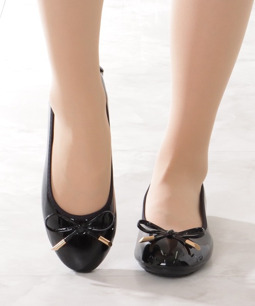 ルブタン　パンプス　フラット　黒　バレエシューズ　36 23cm リボン Lace Ladies（レースレディース） バレエシューズ パンプス ラウンド