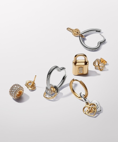 PANDORA ダブルハートスパークリングスタッドピアス PANDORA ピアス スパークリング スター スタッド レディース