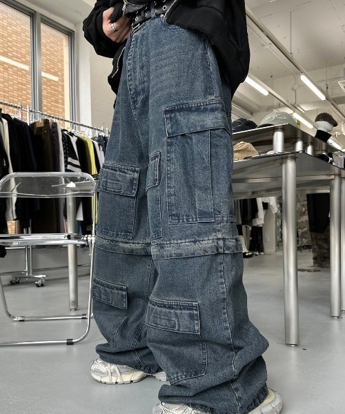 ジーンズ ストリートファッション XU エックスユー pocket cargo denim 