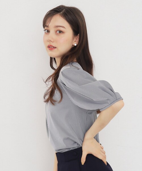 index tシャツ ストライプタックスリーブトップス「吸水速乾