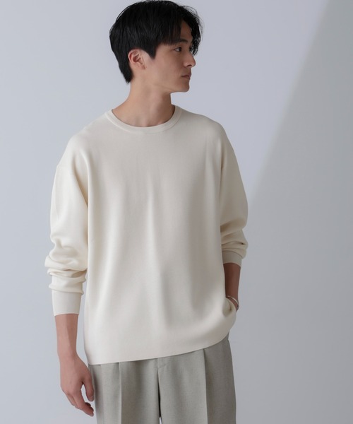 ナノユニバース　library リブニットキャミソール　ホワイト　リブニット　服 ウォッシャブルハイツイストボートネックリブニット（ニット/セーター