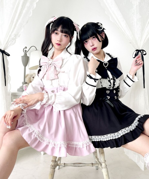 DearMyLove ブラウス シャツ はしごレースリボンフリルブラウス
