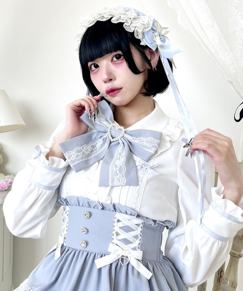 DearMyLove はしごレースフリルうさ耳ジャージ ブラック×ホワイト はしごレースフリルうさ耳ジャージ – レディースファッション
