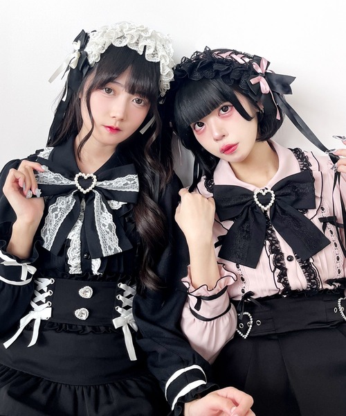 DearMyLove ブラウス シャツ はしごレースリボンフリルブラウス