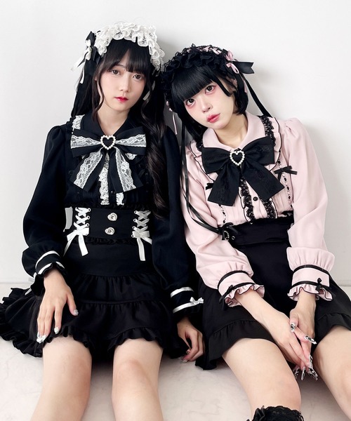 DearMyLove ブラウス シャツ はしごレースリボンフリルブラウス