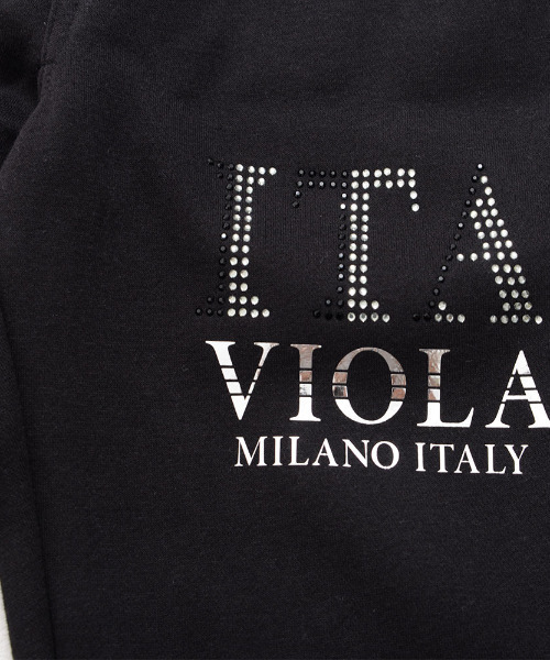 VIOLA rumore　ヴィオラ　黒　L　総柄ジャガード ５ポケットパンツ VIOLA パンツ 「VIOLA rumore/ヴィオラ ルモーレ」切り替えライン