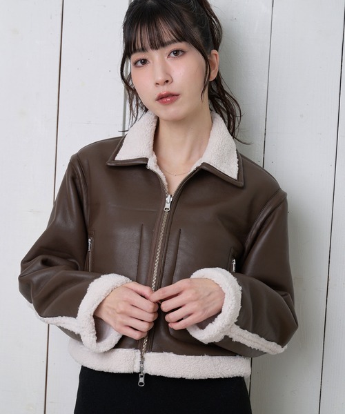 ムートンコート ボアコート 「Nora Lily」「elle」Boa Fake Leather 