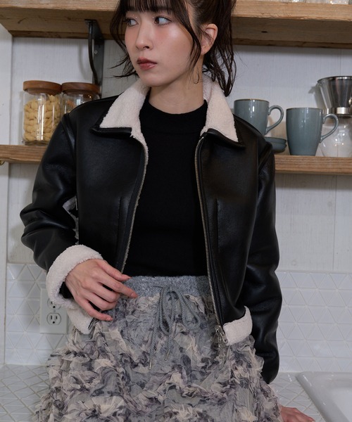 ムートンコート ボアコート 「Nora Lily」「elle」Boa Fake Leather 