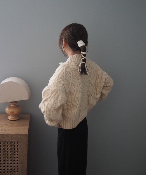 カーディガン antique button cable knit cardigan /アンティーク調 金