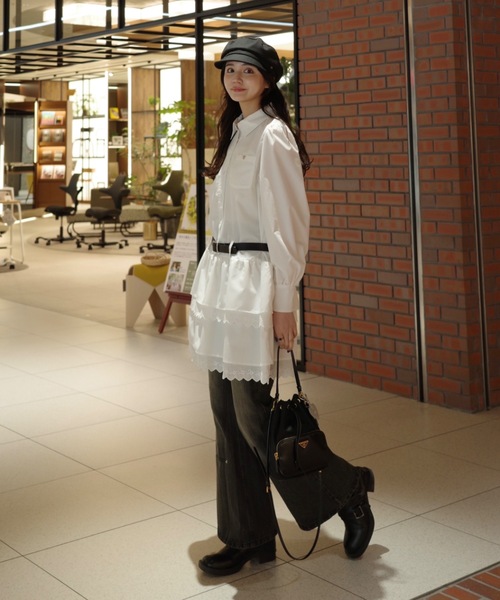 lace skirt shirt onepiece／長袖シャツワンピース（ワンピース