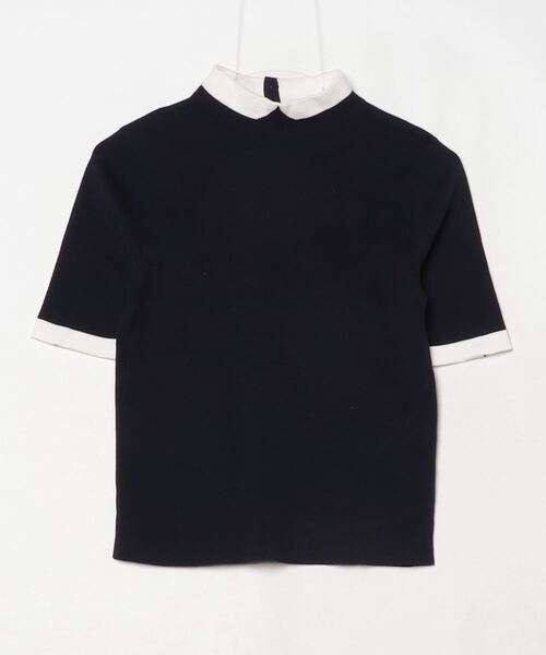 完売品　マッキントッシュフィロソフィー　ネイビー 半袖ニットトップス MACKINTOSH PHILOSOPHY 「MACKINTOSH PHILOSOPHY」 半袖ニット