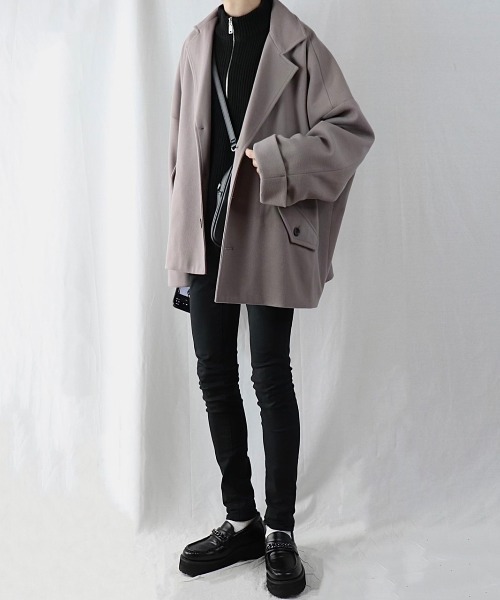 「Loose/ルース」 チェスターコート S スモークグレー メンズ_画像8