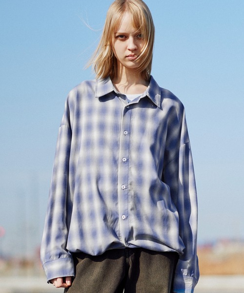 ROCHEM（ローシェン） シャツ ドローコードオンブレチェックシャツ