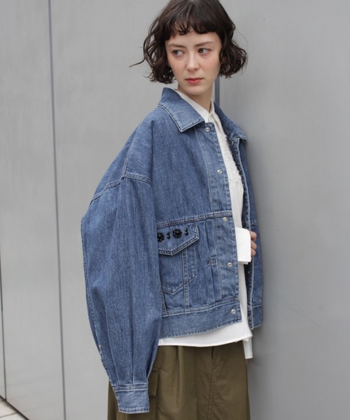 H.A.K（ハク） デニムジャケット gジャン ビジューモチーフ＋ドレープ