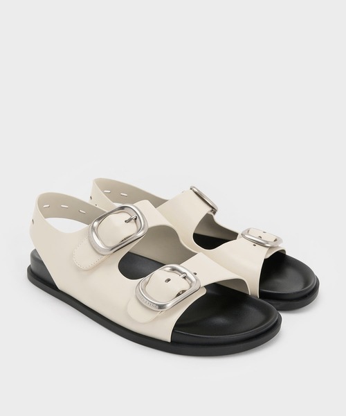CHARLES&KEITH バックルダブルストラップスリングバックサンダル CHARLES ＆ KEITH サンダル バックル ダブルストラップスリング