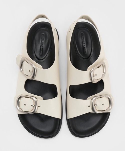 CHARLES&KEITH バックルダブルストラップスリングバックサンダル CHARLES & KEITH サンダル バックル ダブルストラップスリング