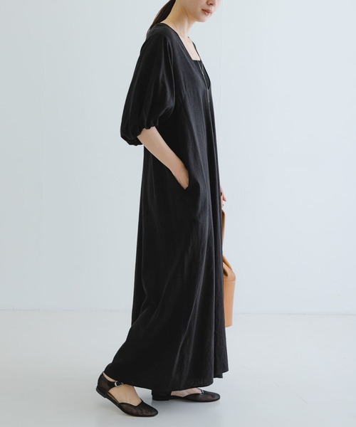 URBAN RESEARCH ワンピース リネンレーヨンUネックワンピース
