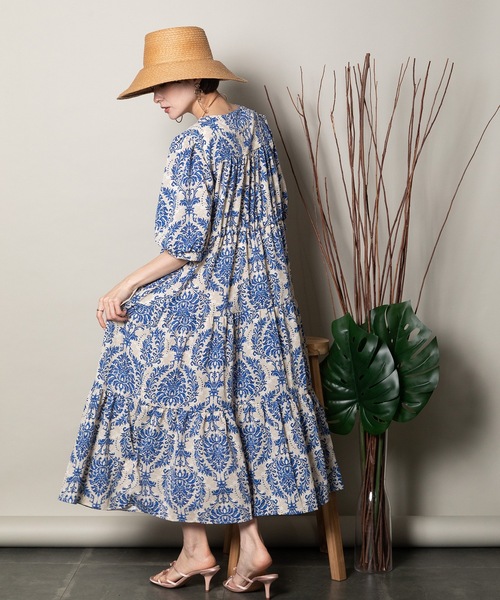 ワンピース オリエンタルプリント ティアードワンピース : ZOZOTOWN