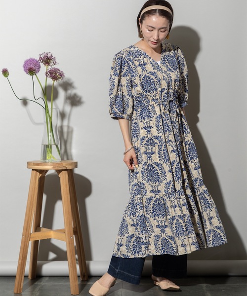 ワンピース オリエンタルプリント ティアードワンピース : ZOZOTOWN