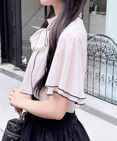 INGNI（イング） ブラウス シャツ ラメシアー2Wayリボンフレアスリーブ