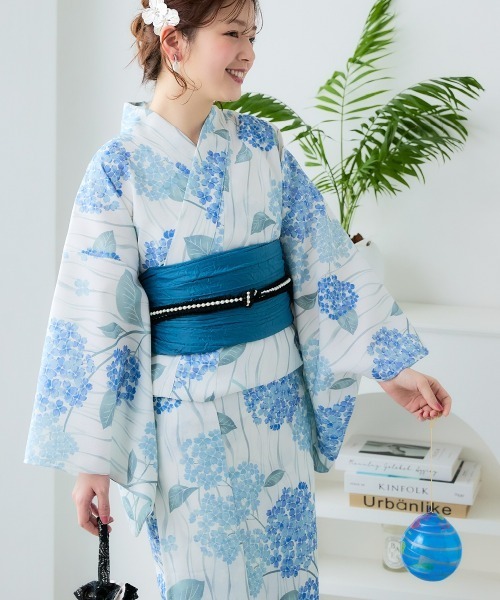 SMILELAND 浴衣 「大きいサイズ」 一人で着られる簡単ひも付二部式浴衣