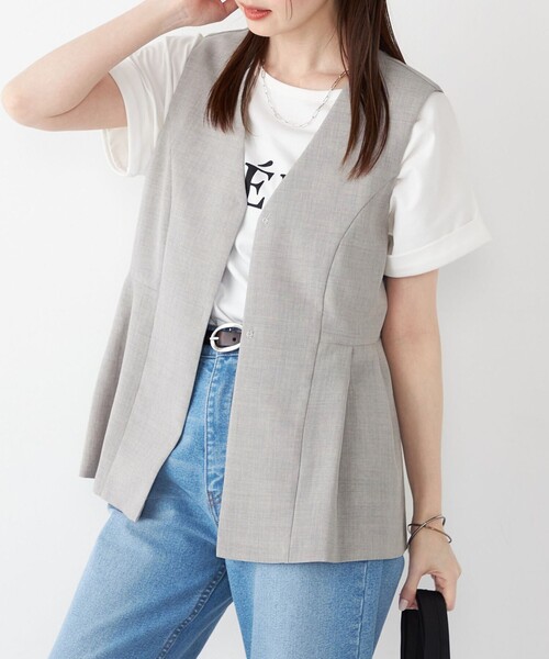 MaxMara ジレ ベスト 白タグ ボタンレス リネン100% ネイビー Max Mara マックスマーラ ベスト ジレ リネン100% 麻 ブラウン