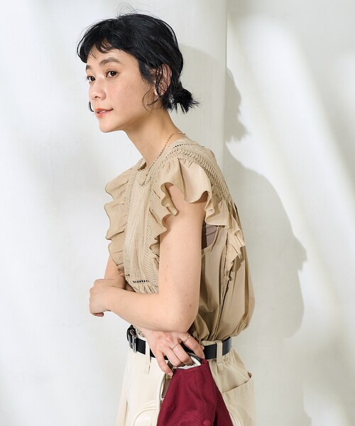「FREAK'S STORE」 ノースリーブブラウス フリ- オフホワイト レディース FREAK'S STORE 「FREAK'S STORE」 ノースリーブブラウス フリ