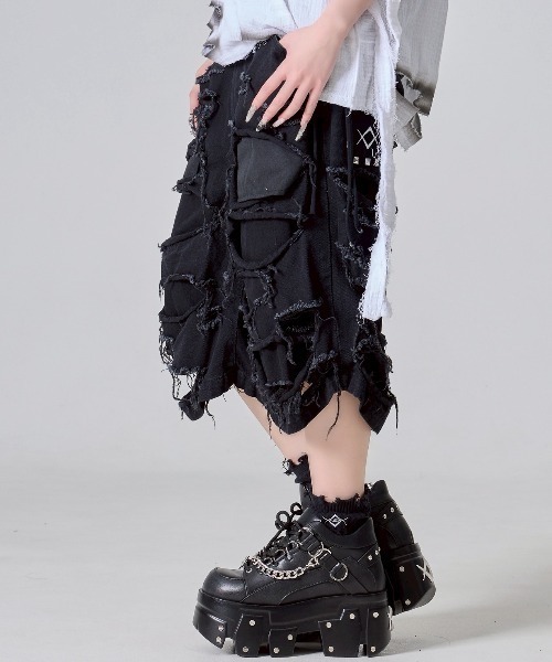 レフレム　ショートパンツ REFLEM/レフレム』レッグカバー付きレイヤードデニムショーパン