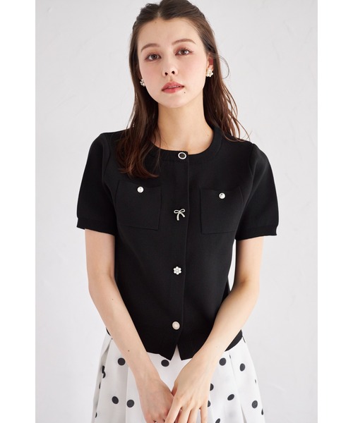 トッコクローゼット ビジューアソートボタン半袖カーディガン tocco closet カーディガン 「ZOZO限定」ビジューアソートボタン