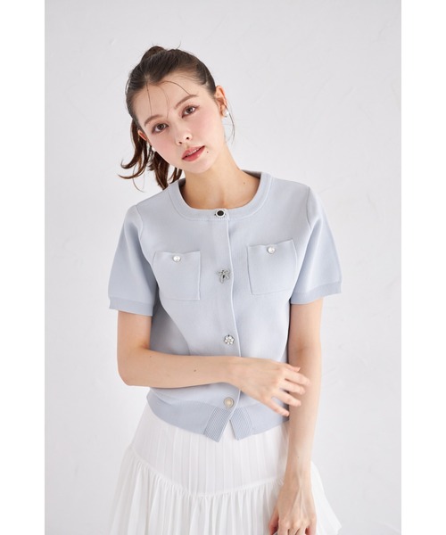 カーディガン 「ZOZO限定」ビジューアソートボタン半袖カーディガン レディース tocco closet カーディガン 「ZOZO限定」ビジューアソートボタン